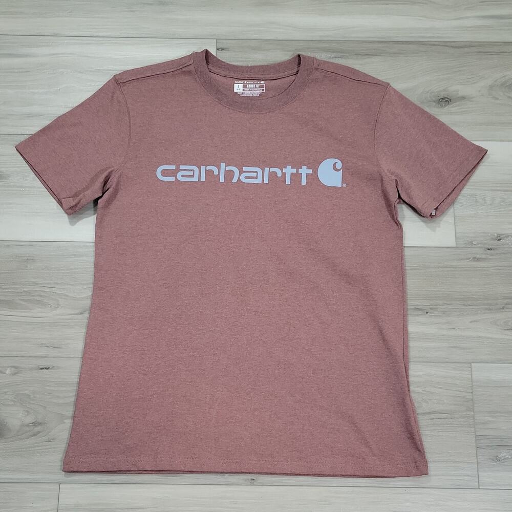 Carhartt T-Shirt Men's Small Burgundy Loose Fit Heavyweight Short Sleeve